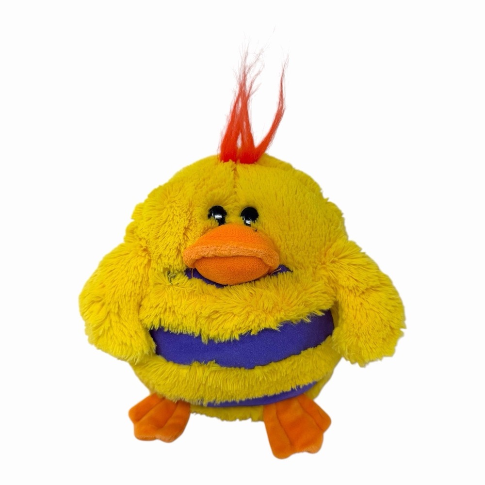 Mushabelly Chatter Yellow Duck Plush Round Bird Squeeze Toy Jay at Play Purple